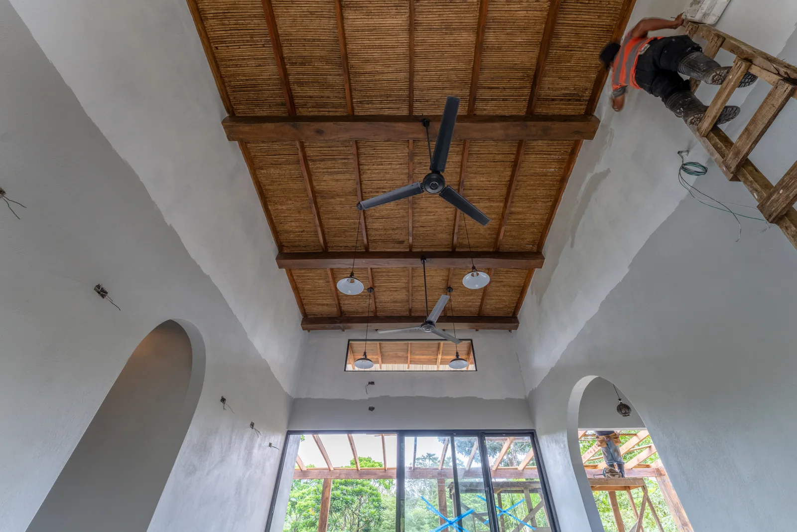 Timber and cane ceiling detail from the Casa Cielo construction archive