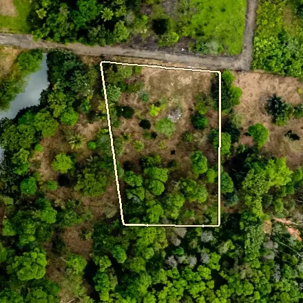 Parcel 13 seen from above by drone, boundary drawn approximately